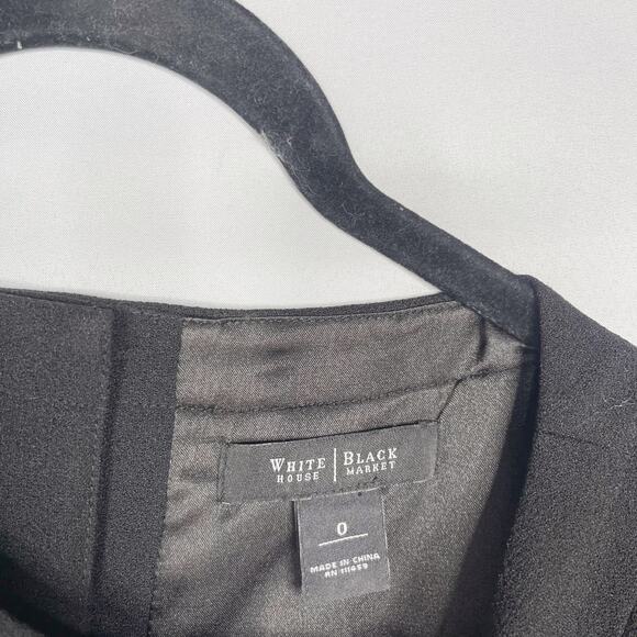 White House Black Market 0 Black Cream Colorblock Button Back Dress Short Sleeve - Picture 8 of 10